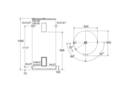 Rheem 250L 3.6kW Single Element Internal / External Electric Hot Water System