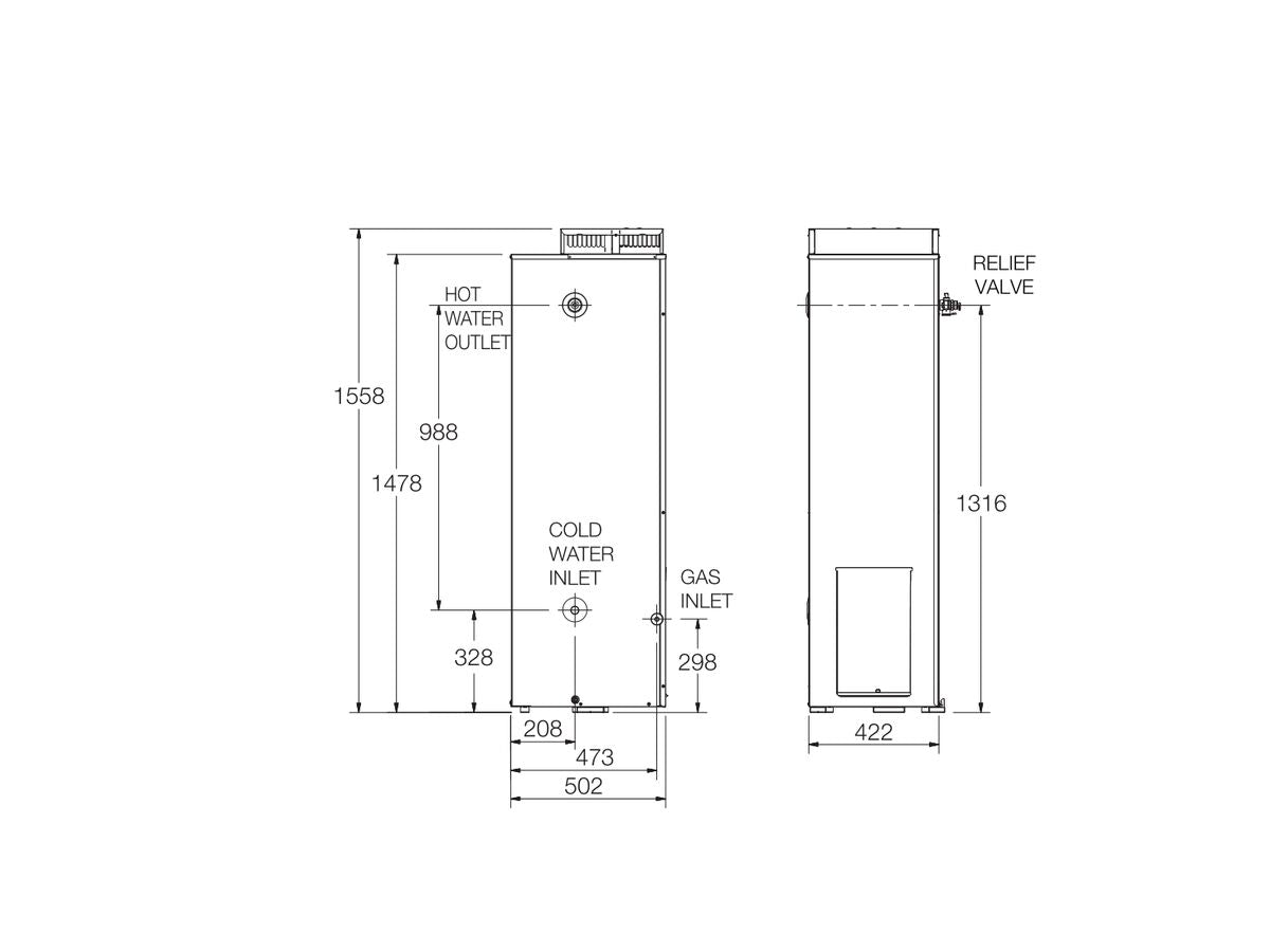 Rheem 4 Star 135L Natural Gas Hot Water System