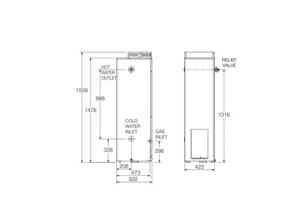 Rheem 4 Star 135L Natural Gas Hot Water System